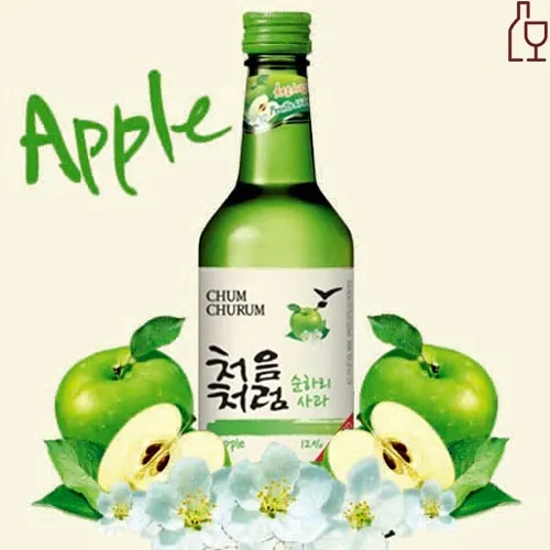 alt text: Chai rượu soju hương táo