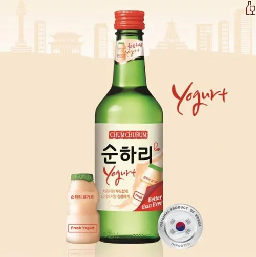 alt text: Chai rượu soju hương yogurt