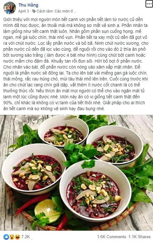 Các bước làm tiết canh củ dền. Ảnh: Chinh Thuy, Thu Hằng.