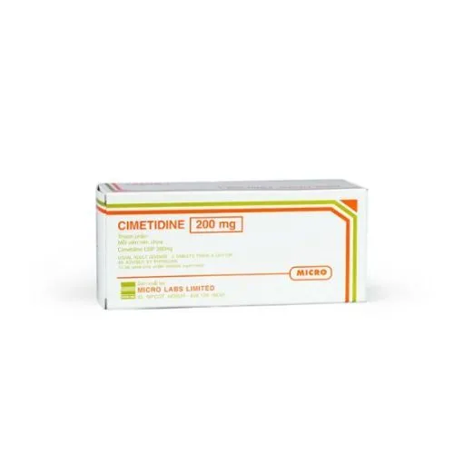 Thuốc trị loét dạ dày, tá tràng Cimetidine 200mg Micro Labs Limited hộp 10 vỉ x 10 viên