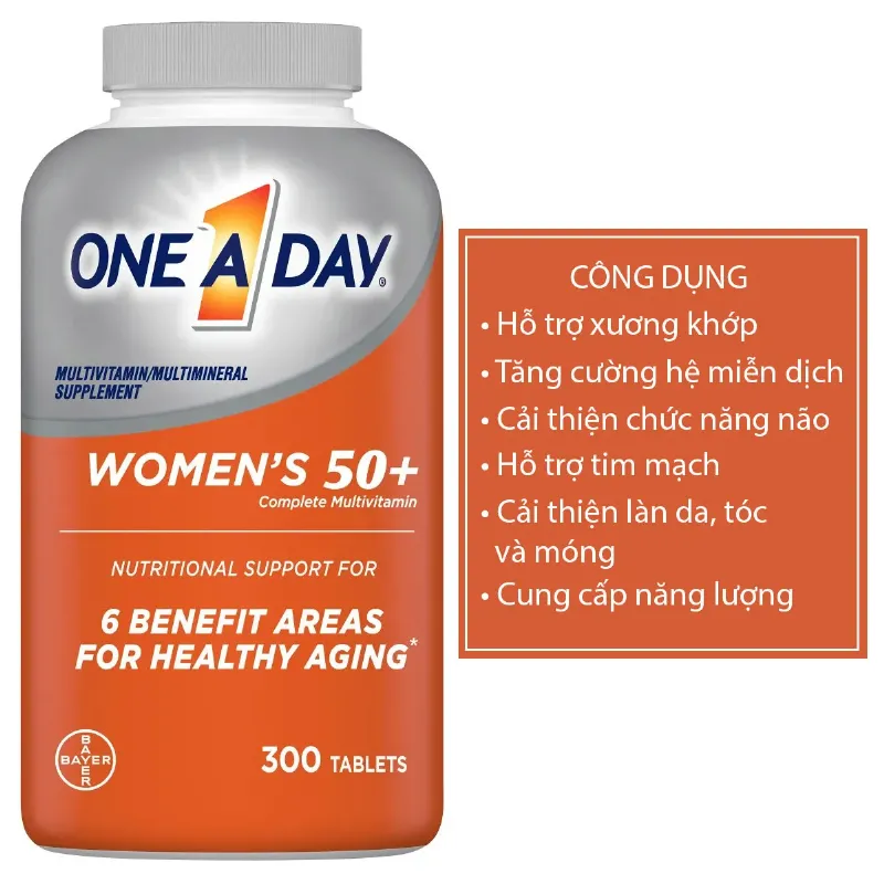 Công dụng Vitamin Tổng Hợp One A Day Cho Phụ Nữ Trên 50 Tuổi, 300 viên